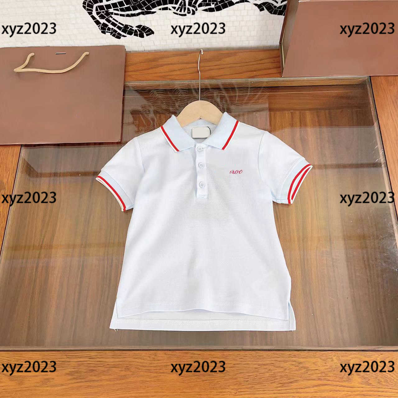 

Child POLO shirt Kids Short Sleeve Baby T-shirt fashion Striped lapel Floral lettering Summer Free Shipping SIZE 100-160 CM Mar10, Red