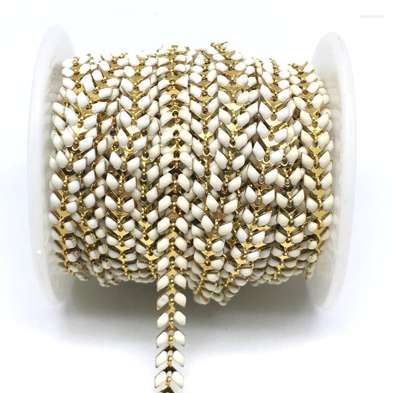 

Chains 5meters Enamel Gold Copper Chev Ron Delicate Unique Fishbone Fishtail Chain Findings Herring Bone Flat Ar Row DesignerChains