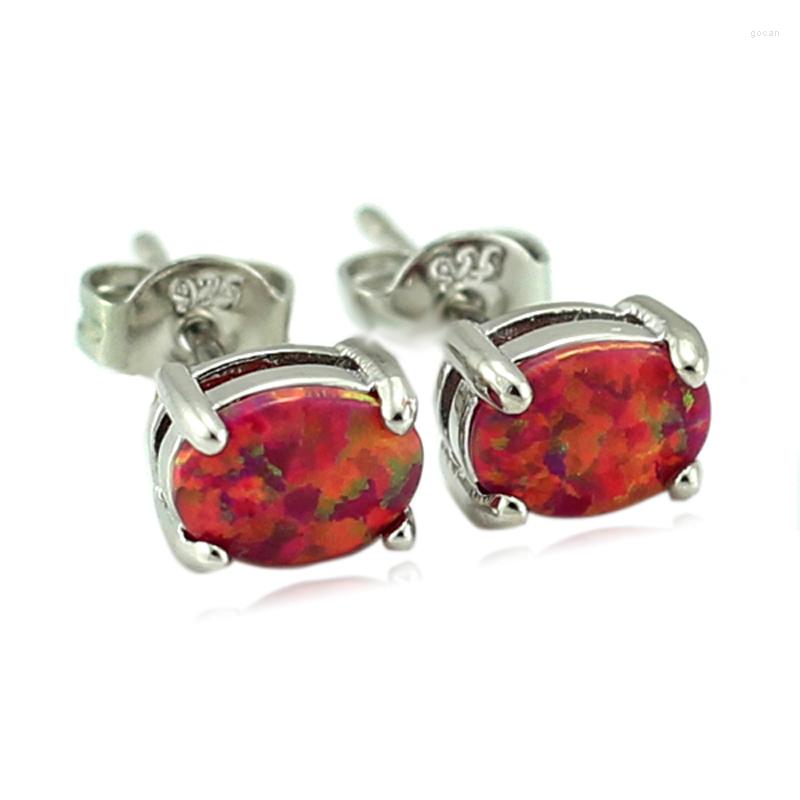 

Stud Earrings Wholesale Retail Oval Synthetic Red Fire Opal For Women OE232