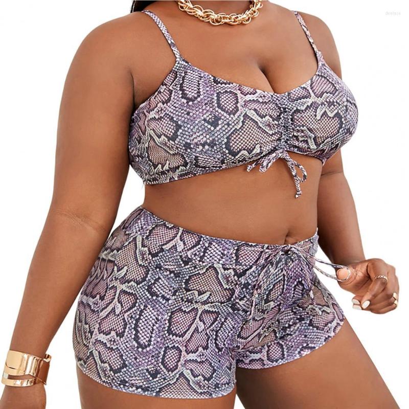 

Women's Swimwear Pool Wearing Stretchy Leopard Pattern Split Bikini Beach Accessories, Purple