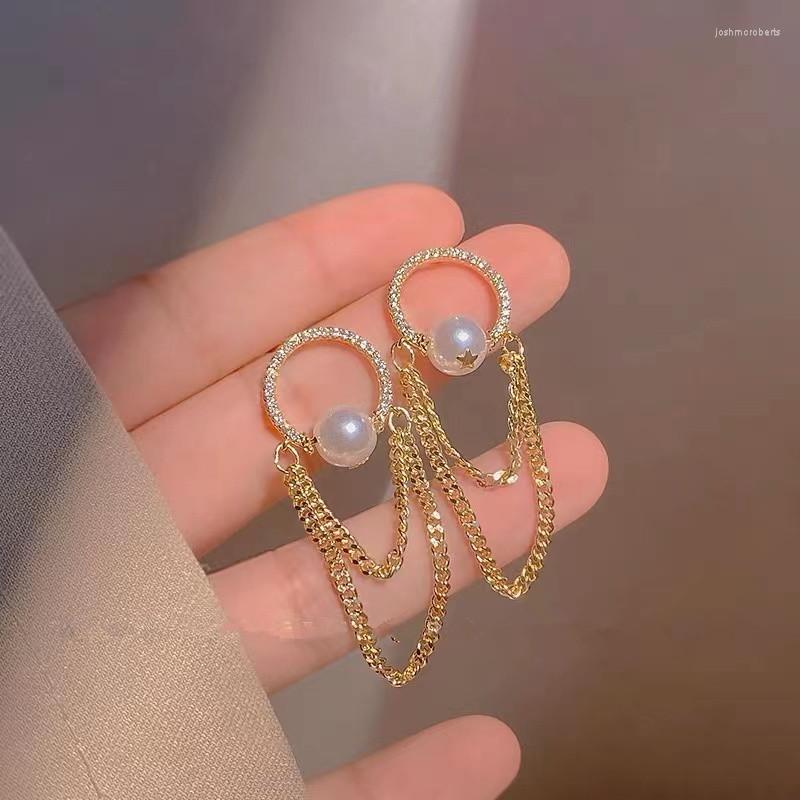 

Dangle Earrings Fashion Trend Unique Design Elegant Delicate Pearl Chain Tassel Ladies Premium Jewelry Birthday Party Gift Wholesale