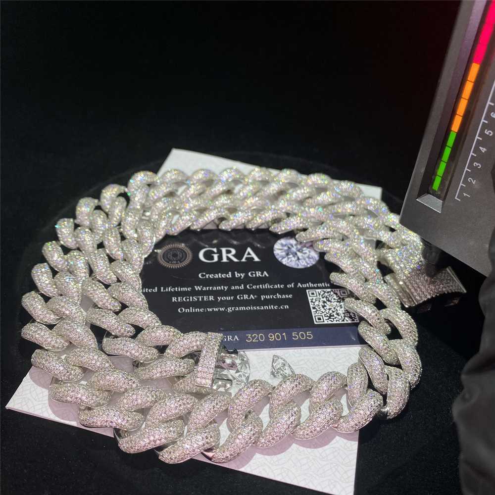 

Iced Out d Color Moissanite Cuban Link Chain Hip Hop 925 Solid Silver Vvs Diamond Cuban Necklaces Moissanite Cuban Link Chain
