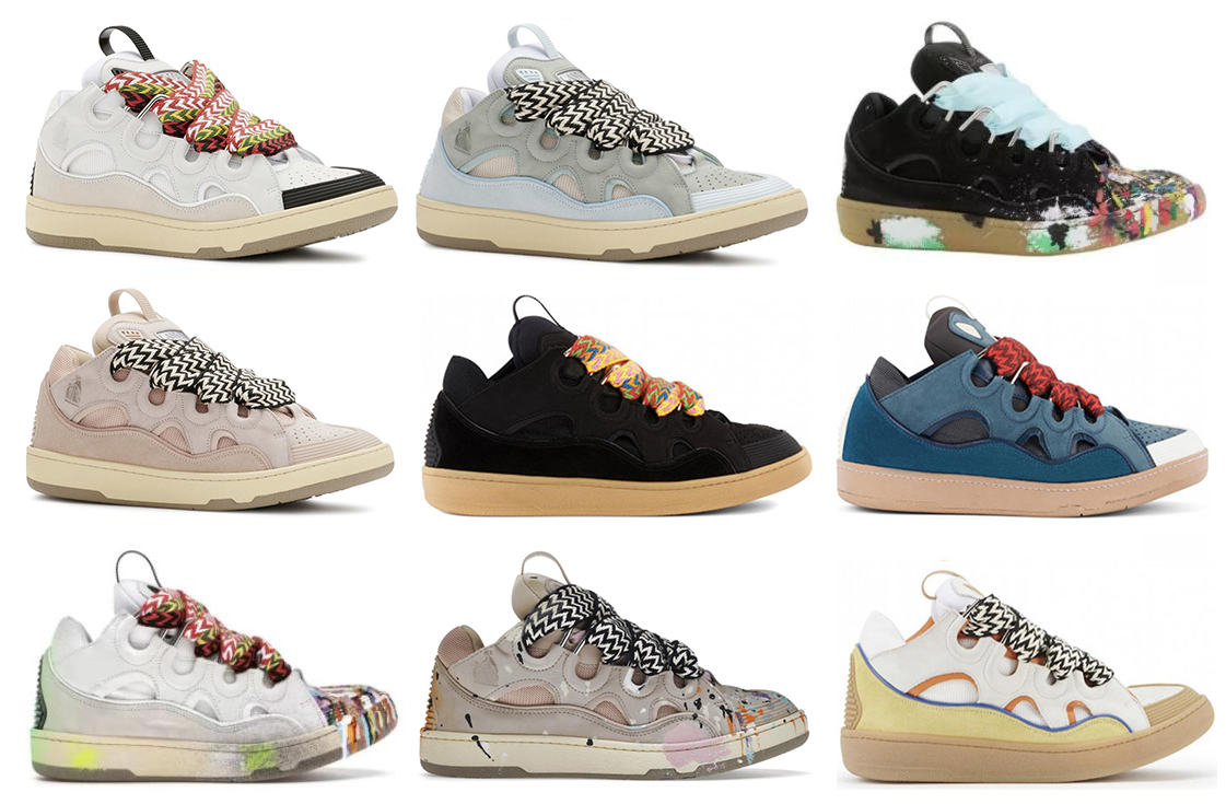 

luxury designer Leather Curb Dept Blue Grey Shoes Men Lanvins Sneaker Beige Yellow Black Purple Light Blue Gum Pink White Ivory Brown Women Trainers With box, 40