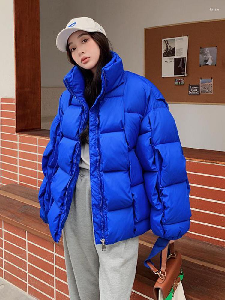 

Women's Trench Coats Winter Parkas Women Warm Down Cotton Short Jacket Fashion Thick Knitted Loose Puffer Coat Stand Collar Female Outwear, Green