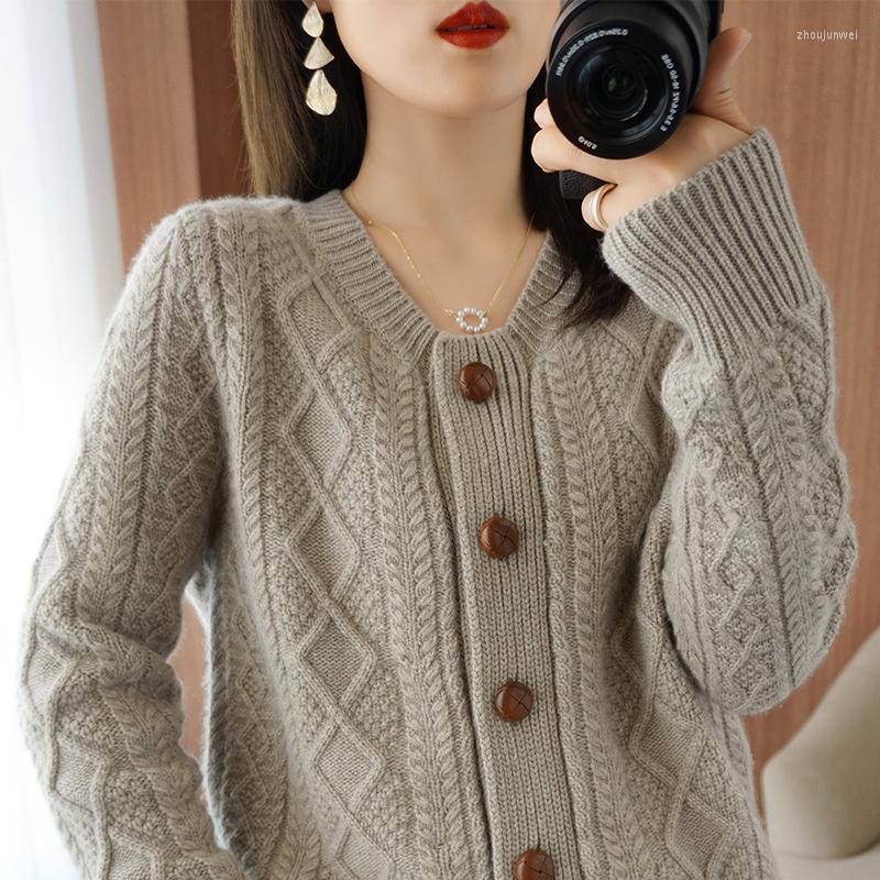 

Women's Knits 2023 Autumn Korean Knitting Sweater Cardigan Women Single Breasting Long Sleeve Ladies Warm Loose Knit Lady, Apricot
