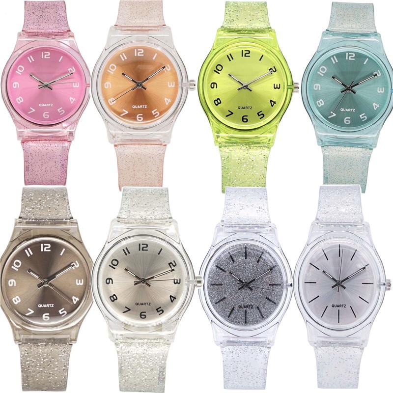 

Wristwatches Student Fashion Waterproof Pointer Quartz Watch Transparent Glitter Sky Digital Children's Multi-color Optional, Blue