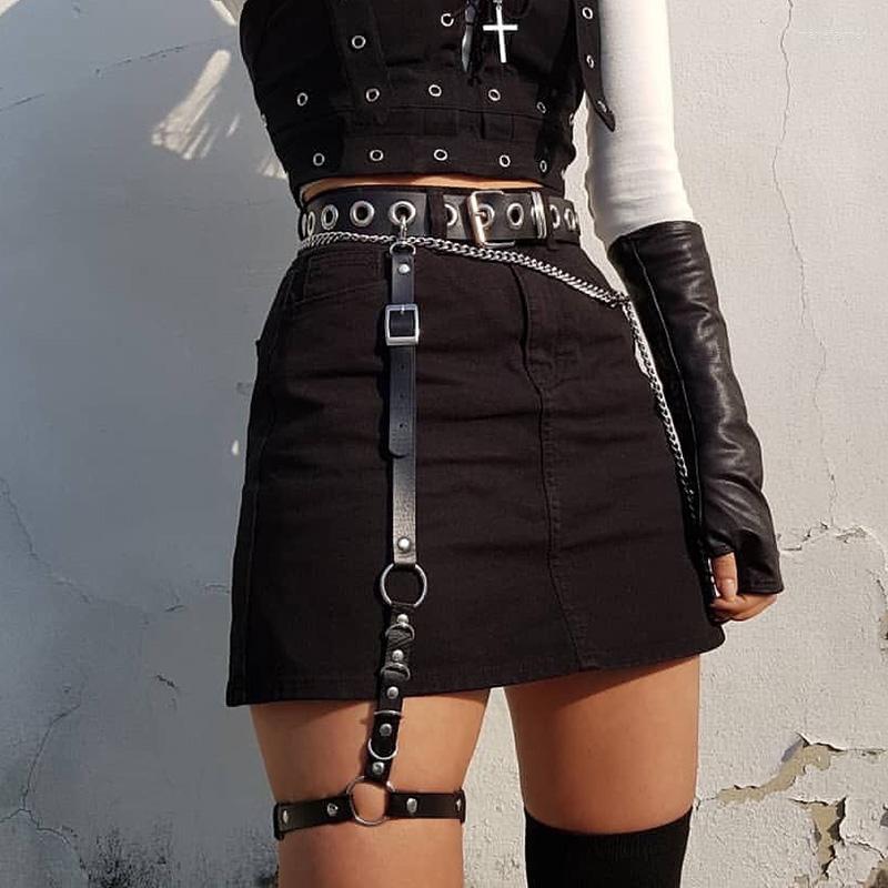 

Garters Sexy Leather Leg Harness Thigh Straps Belt For Women Goth Elastic Ring Bondage Punk Body Stockings Garter Suspender, Black 3