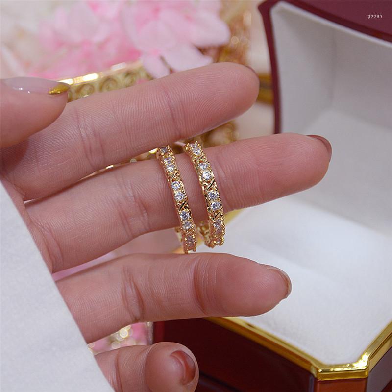 

Stud Earrings Korea 14K Real Gold Temperament Female Crossover Design For Women Cubic Zircon ZC