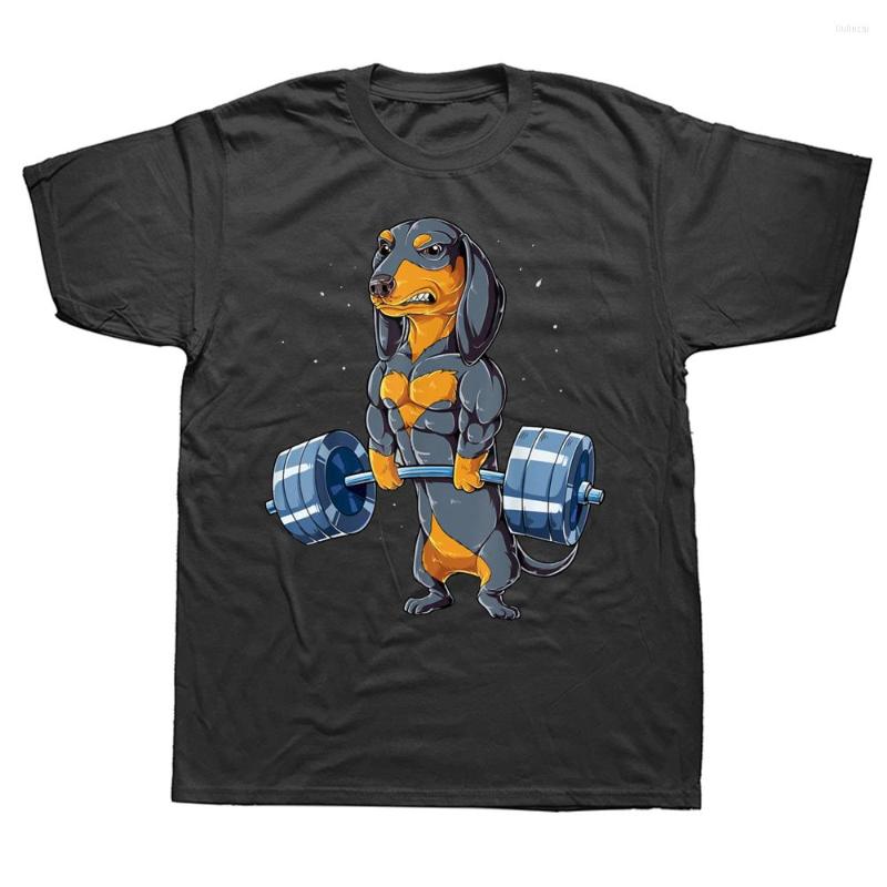 

Men's T Shirts Dachshund Dog Weightlifting Funny Deadlift Gym Graphic Cotton Streetwear Short Sleeve Birthday Gifts Summer T-shirt, White