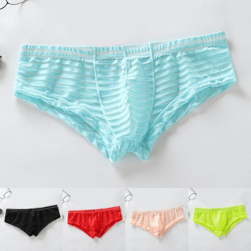 

Underpants 2023 Striped Men Breathable Comfort Sheer Bikini Low Rise Ultra-thin G-String Underwear See-Through Boxer Briefs, Black