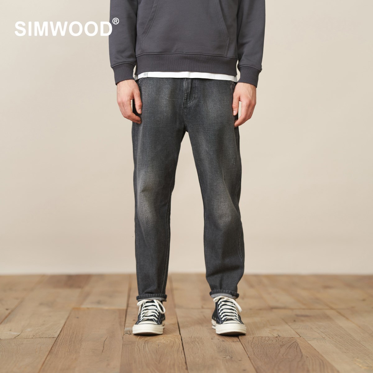 

Men's Jeans Spring Winter Loose Tapered Black Jeans Men Fashion Ripped 100% Cotton Denim Trousers SL130275 230313