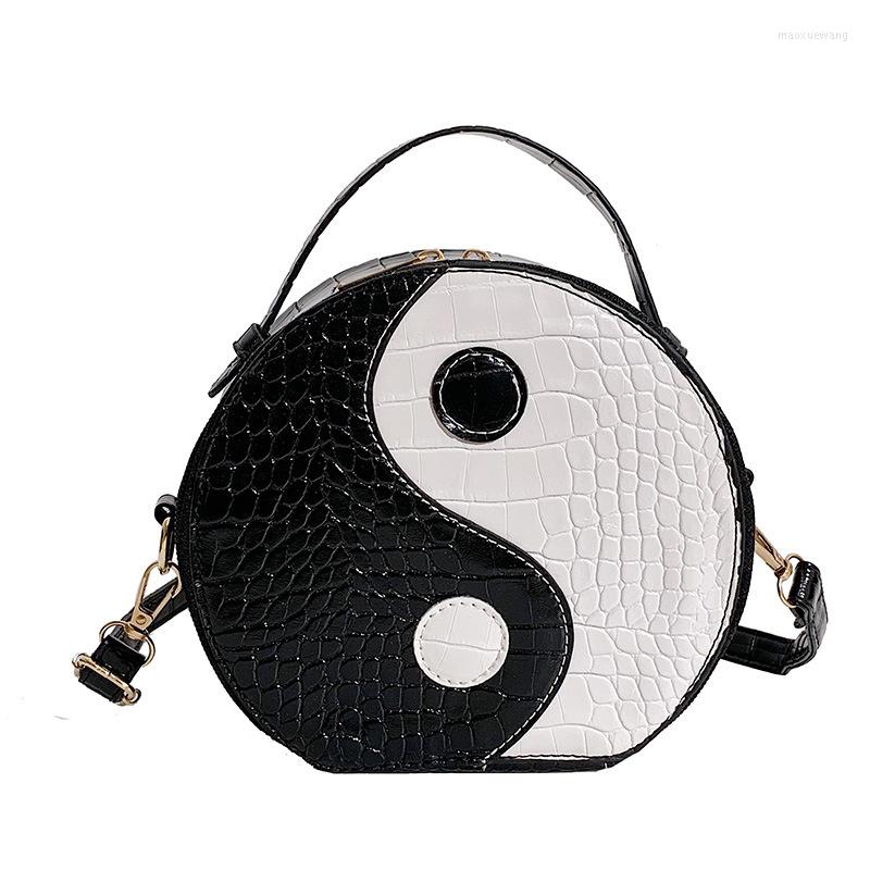 

Evening Bags Shoulder Bag For Women Fashion Circular Shaped Messenger Handbags Small PU Leather Purse, Black