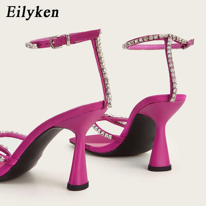 

Leopard Grain CRYSTAL Buckles Strap High Heels Women Sandals Square Open Toe Clip-On Strappy Females Shoes 230306