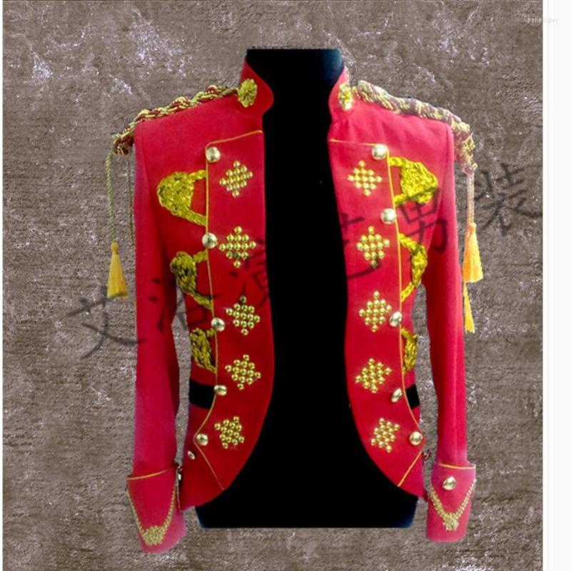 

Men's Suits S-3xl Fashion Men's Clothing Red Slim Plus Size Coat Jacket Dj Bar Blazers Stage Singer Costumes Formal Dress Show
