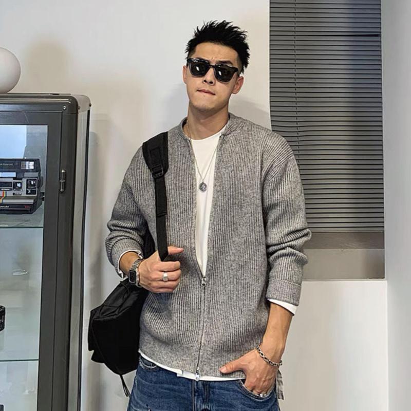 

Men's Sweaters Autumn Warm Cardigan Male Fleece Zipper Jackets Mens Slim Fit Casual Knitted Sweater Coat Q101Men's, Black