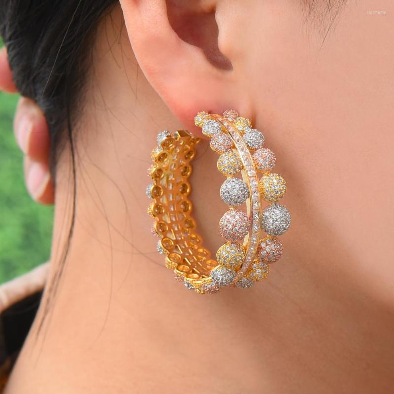 

Hoop Earrings Missvikki Luxury For Women Anniversary Engagement Wedding Accessories Full CZ Unique Design Bijoux Gift