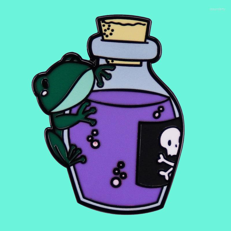 

Brooches Interesting Frog Ghost Potion Cartoon Brooch Metal Enamel Badge Denim Jacket Backpack Pin Children Fashion Gifts