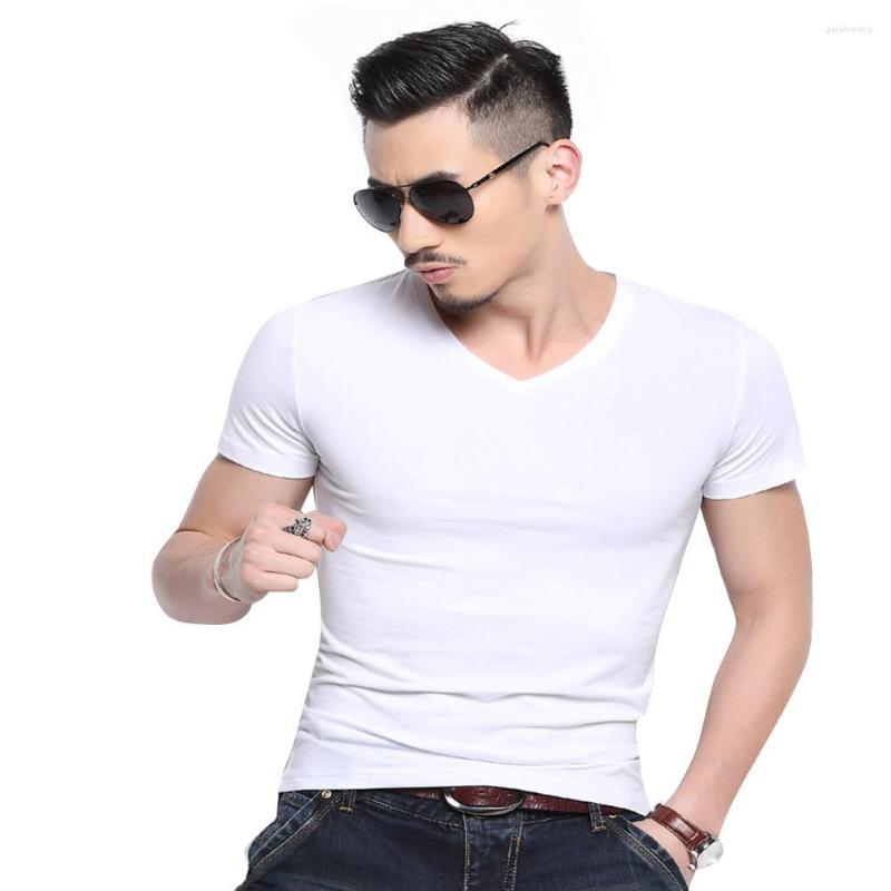 

Men's T Shirts MISSKY Men Tshirt Solid Color Summer Short Sleeves Slim Monochrome Simple Round Collar V-neckline T-Shirt Male Clothes, Black o neck
