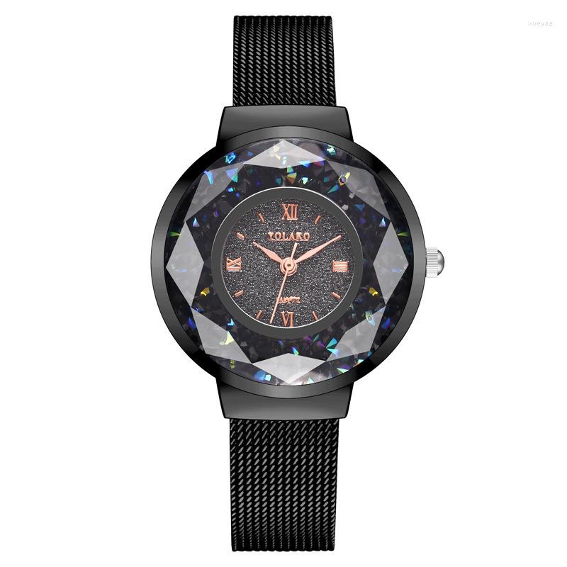 

Wristwatches Elegant 2023 Arrival Fashion Mesh Black Stainless Steel Women Quartz Watches For Lady Girls Casual Colorful Wristwatch