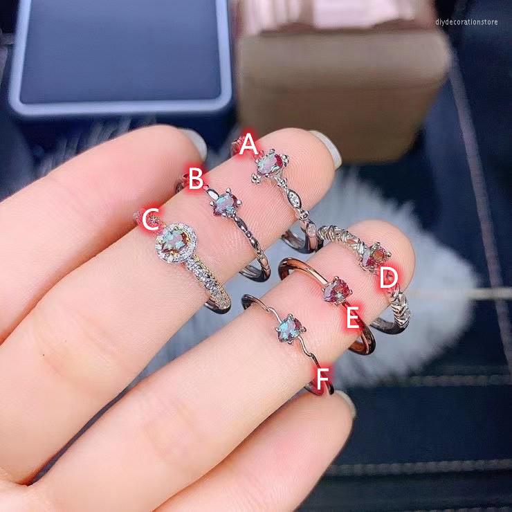 

Cluster Rings YULEM Lab Alexandrite Gemstone Ring For Women Real 925 Sterling Silver Grown Oval Wedding