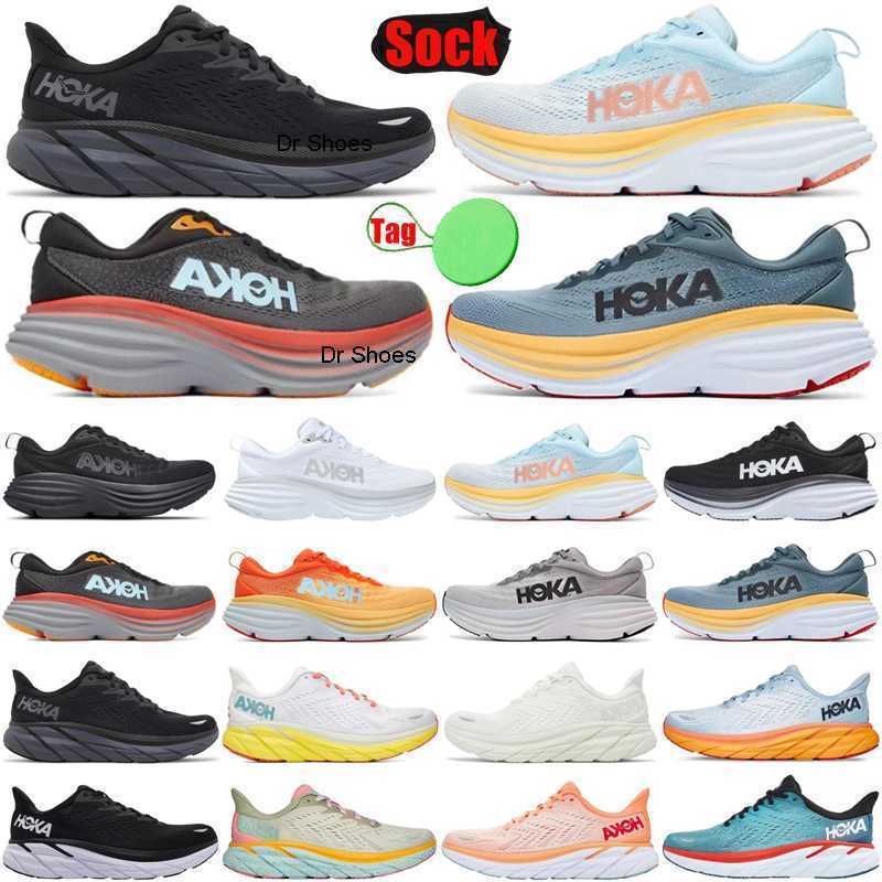 

hoka hokas one bondi clifton 8 shoes running for mens womens shoe Black white trainers sneakers, #1 black