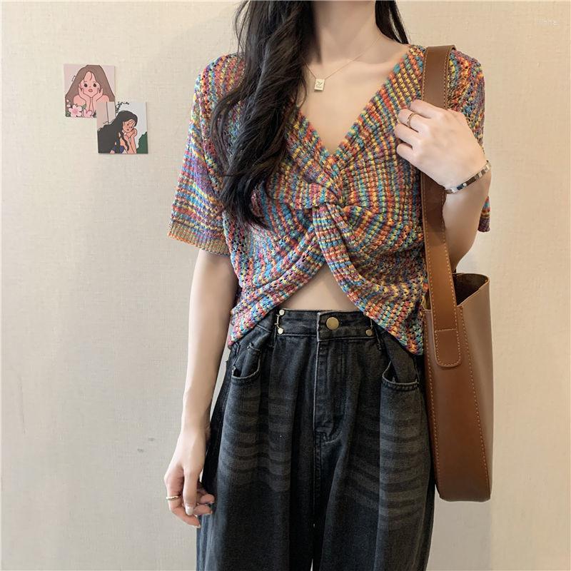 

Women' Blouses Summer Design V-neck Knitted Women' Loose Short Sleeve Top Fashion Blusas Clothes For Women Tops Shirts, Priority to delivery