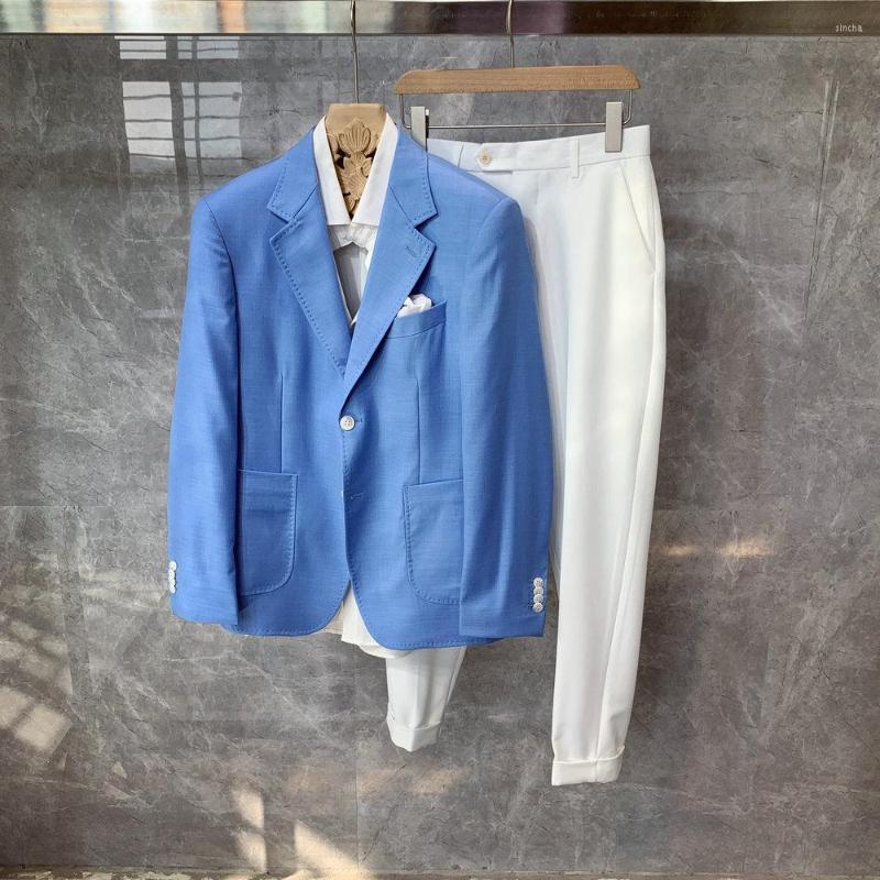 

Men's Suits 2023 Spring Arrival Fashion Suit Men Long Sleeve Casual Blazers Male Korea Loose Handsome Two-piece Set Clothing Pant H250, Qianlan