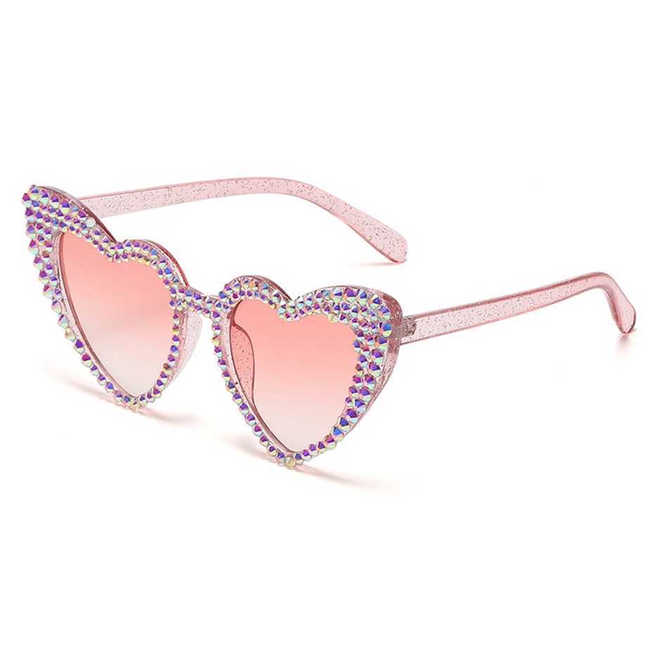 

Sunglasses 2023 new New heart set cute cat's eyes heart-shaped sunglasses point diamond handmade glasses