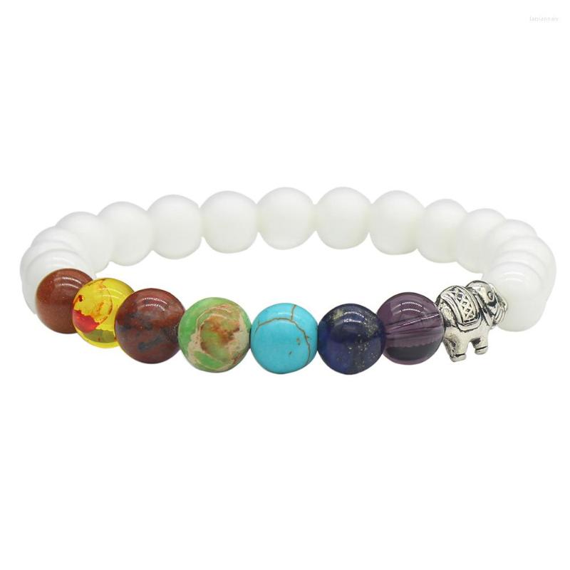 

Charm Bracelets Fashion 7 Chakra Elephant Beaded Bracelet For Women Boho Vintage Men & Bangle Reiki Prayer Stones Jewelry