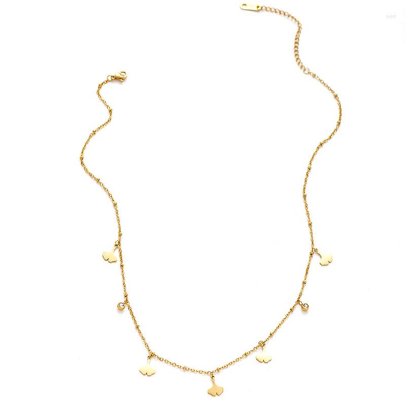 

Pendant Necklaces Creative Ginkgo Leaf Shaped Titanium Steel Necklace Ladies Wholesale Jewelry Stainless