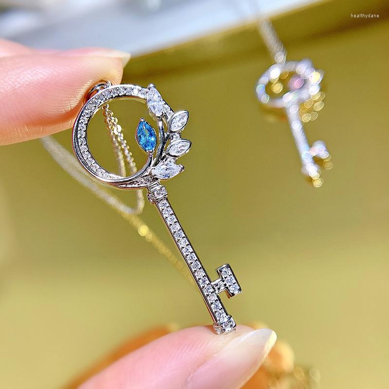 

Chains 2023 S925 Silver Key Necklace Pendant Female Fashion Mingyuan Light Luxury Style Simple And Sweet