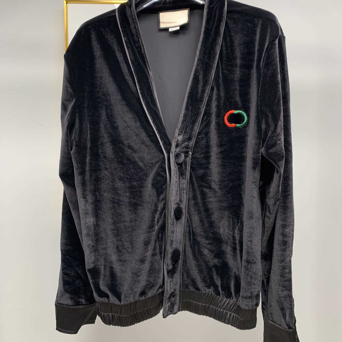 

Logo embroidered cardigan coat men women jackets luxury designer jacket velvet v-neck casual Jacket, Black