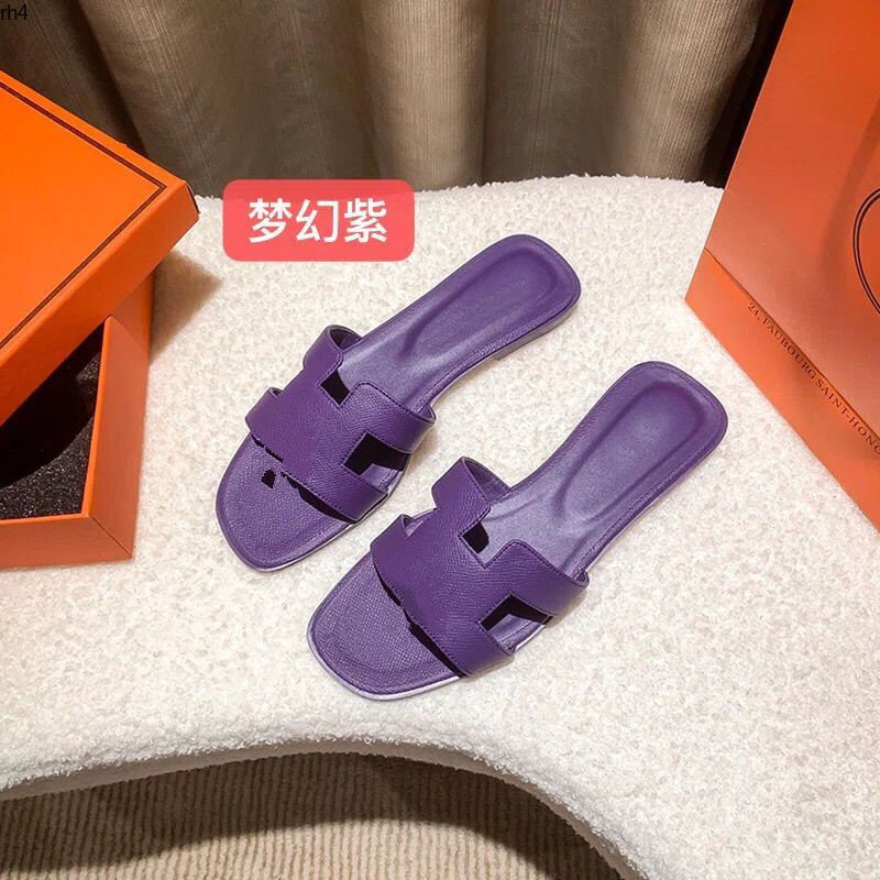 

2023 Fashion Sandals Genuine Leather H Women Slippers Summer luxury Flat Slides Ladies Beach Sandal Party Wedding Oran Slipper MKJK rh40000003