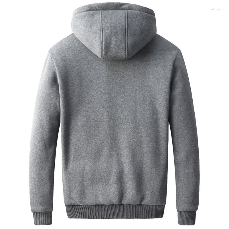 

Men's Hoodies Korean Slim Fit Mens Hooded Coat Casual Winter Fur Lining Warm Streetwear Male Cotton Long Sleeved Sweatshirts Outwear, Gray