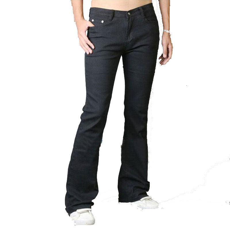 

Men s Pants Japanese and Korean jeans flared slim fit designer classic black pants 230313