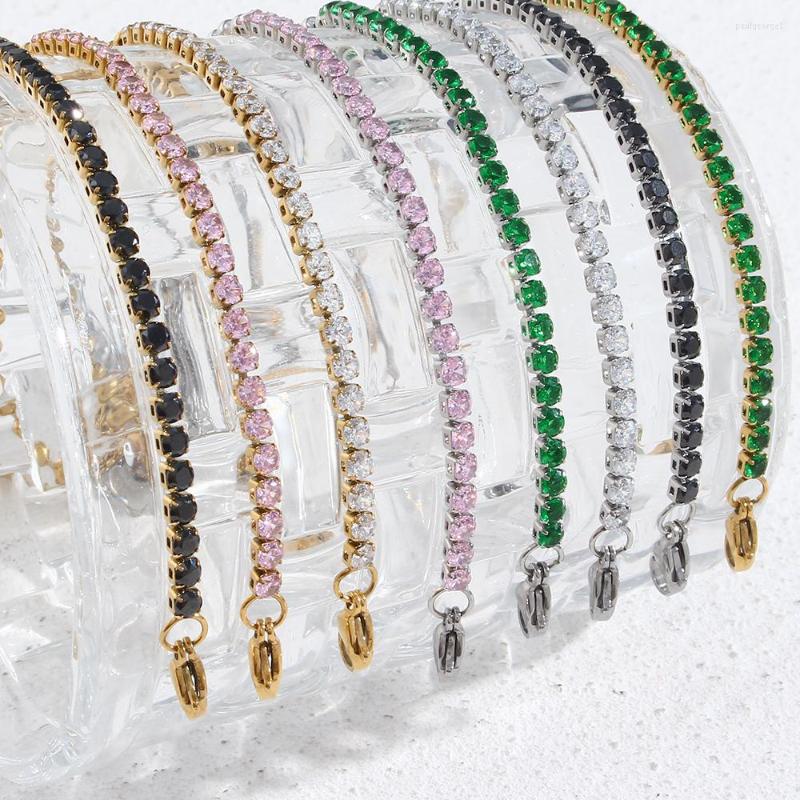 

Strand 316L Stainless Steel Luxury High Quality Colorful Zircon For Women 18K Gold Plated Waterproof Bracelets