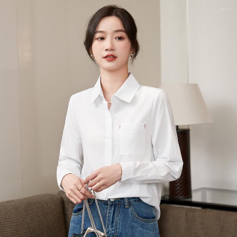 

Women' Blouses Autumn Cotton Korean Long Sleeve Women Shirt Temperament Office Lady White Button Up Camisas Mujer Ladies Tops