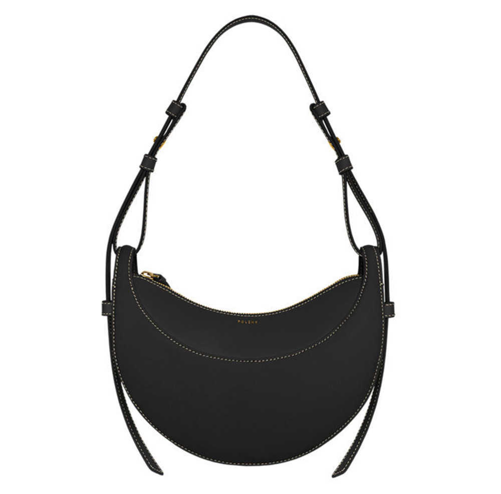 

Briefcases Briefcases Polene Numero Dix Half-Moon bag Full-Grain Textured/Smooth Calf Leather Tote Designer Zip Closure Crossbody Fashion Women Hobo, Black textured small