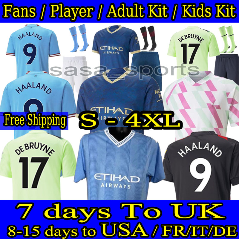 

S-4XL 22 23 24 HAALAND Man CityS soccer jerseys 2022 2023 Player Fans GREALISH FODEN football shirt shirt DE BRUYNE GESUS BERNARDO MAHREZ Maillot Foot men kids kits, Home