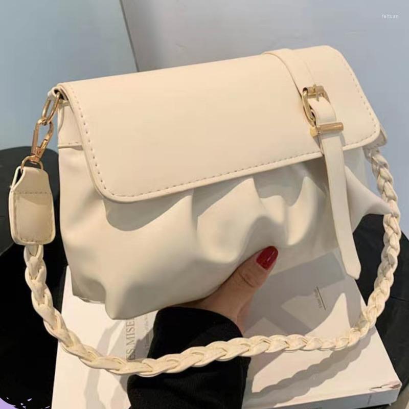 

Evening Bags Fashion Pleated Handlebags For Women PU Retro Solid Color Leather Shoulder Underarm Bag Casual Womens Hobos Handbags, Black