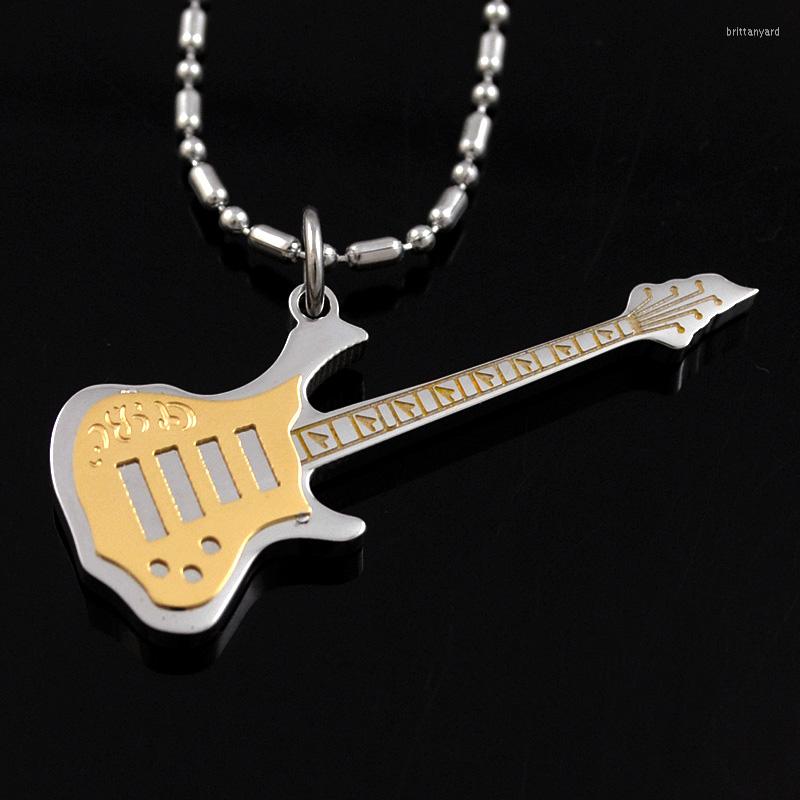 

Pendant Necklaces Rock Punk Style Stainless Steel Guitar Men Women Chain Necklace Party Gift Fashion Jewelry HP1040