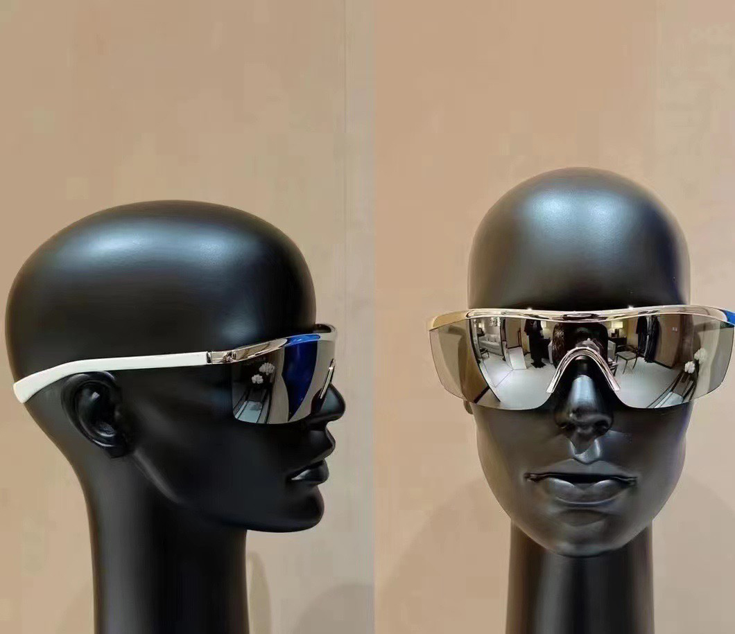 

Shield Silver Mirror Sunglasses for Men Sport Sun Shades Fashion Glasses gafas de sol Designers Sunglasses UV400 Eyewear with Box