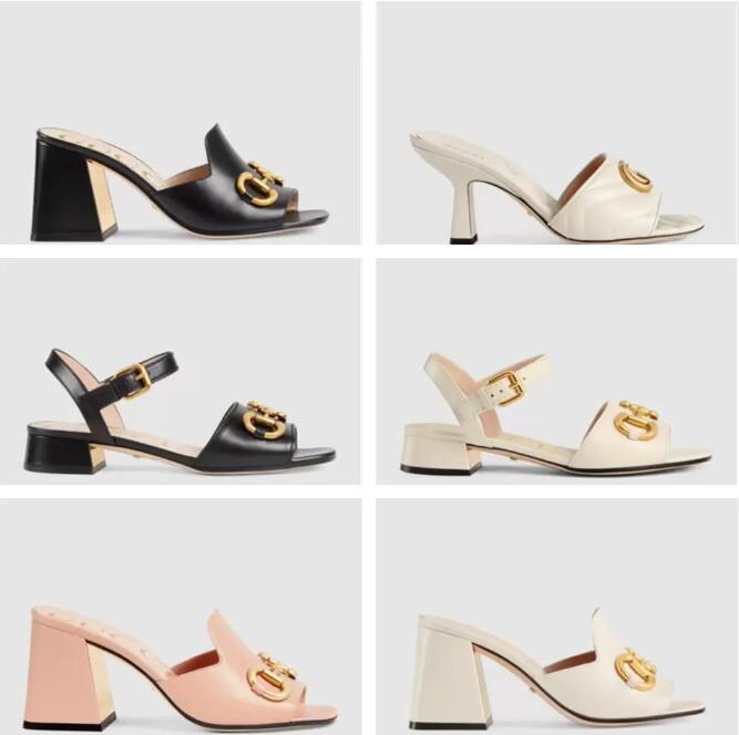 

2023 designer slides Women flip flops Leather Women sandal with Double Metal