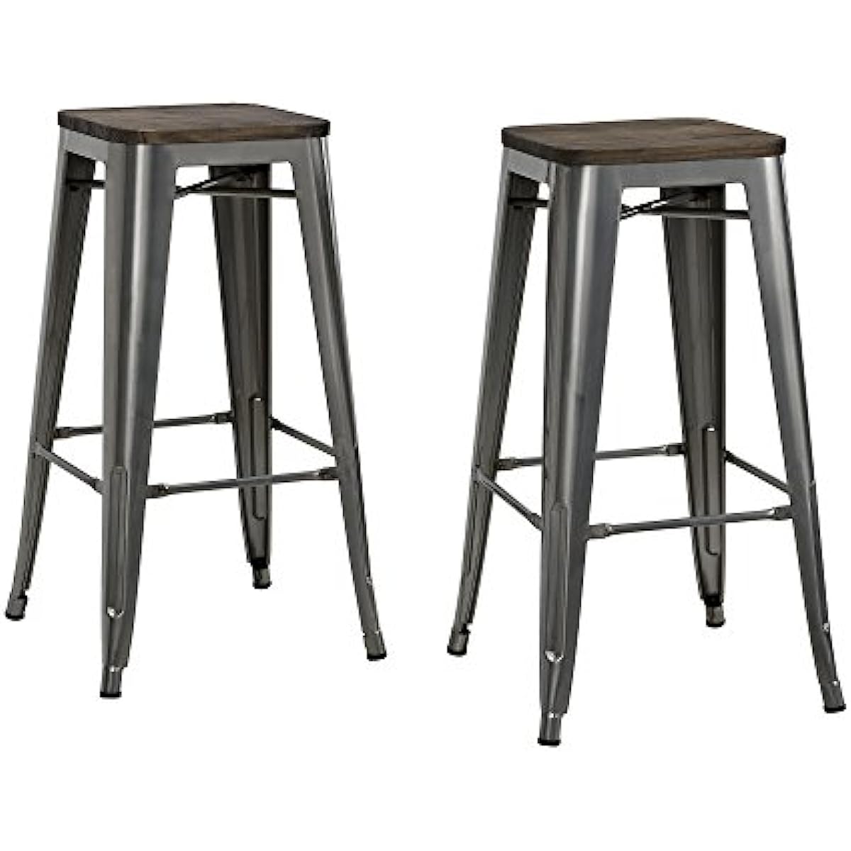 

DHP Fusion Metal Backless 30 Bar Stool with Wood Seat Distressed Metal Finish for Industrial Appeal Set of two Antique Gun Metal