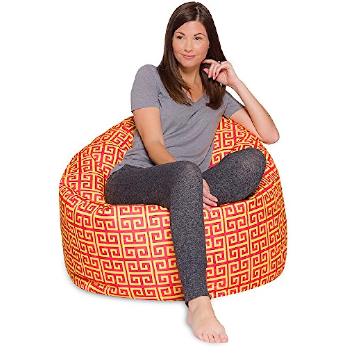 

Posh Beanbags Bean Bag Chair X Large-48in Pattern Scrolls Red and Yellow