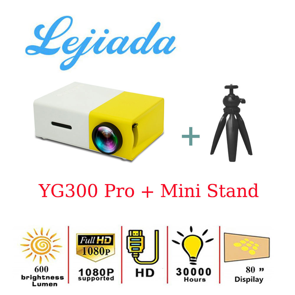 

LEJIADA Mini Projector LED YG300 Pro 480x272 Pixels USB Audio Supports 1080P HD Portable Home Media Video Player