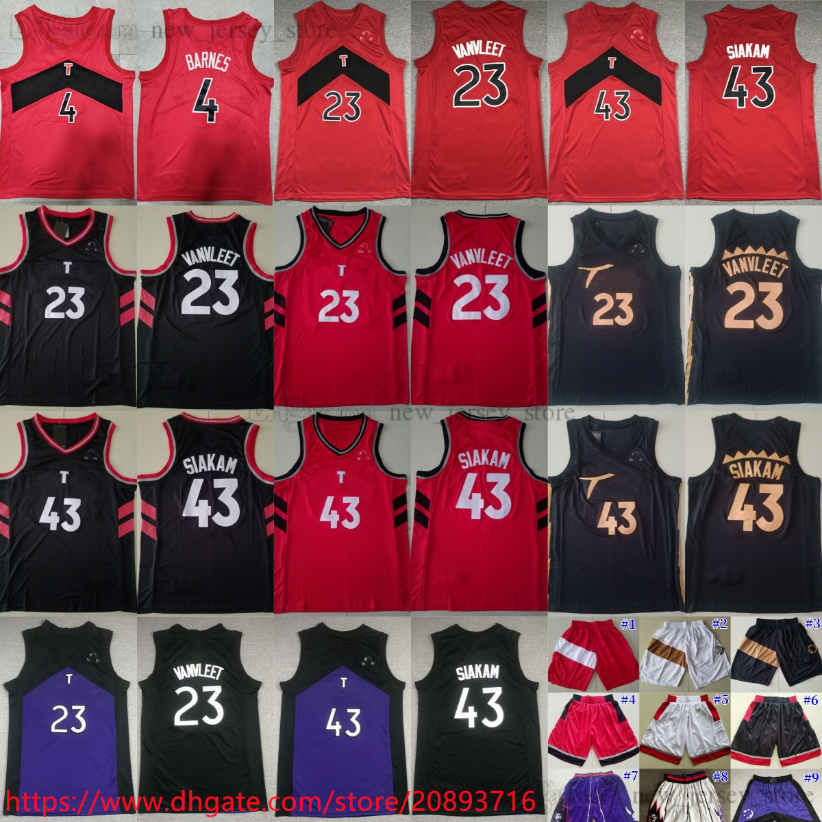 

4 Scottie Barnes Jersey Stitched Basketball 43 Pascal Siakam 23 Fred VanVleet Jerseys 2023 New Black White Red City Shorts, Aspicture (with team name)