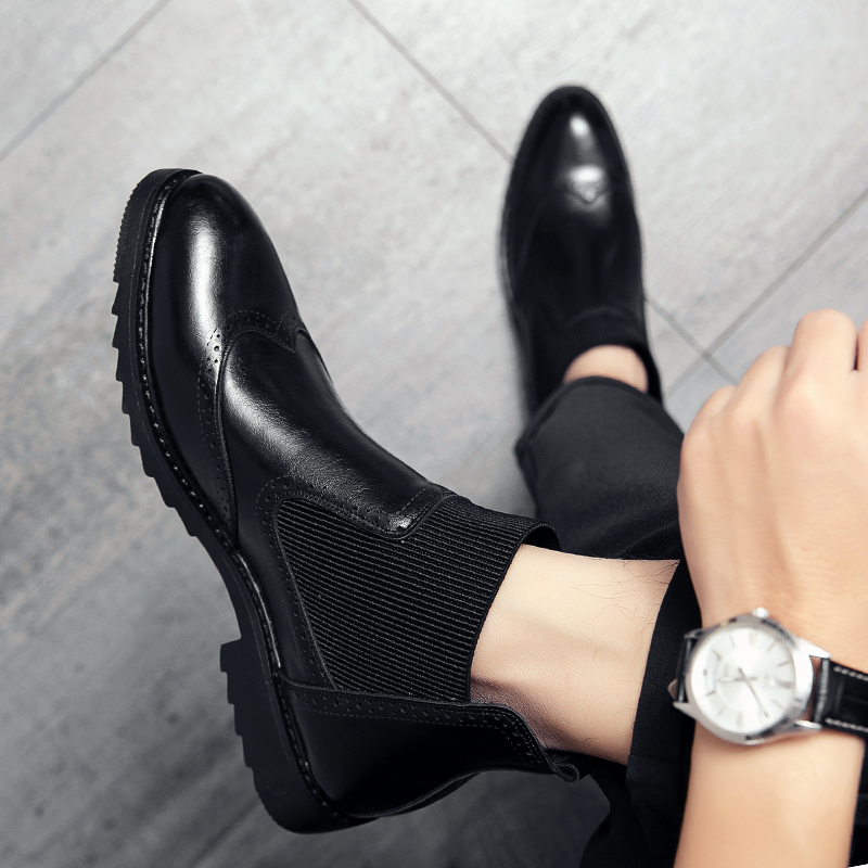 

Men Party Cowboy Boots 2023 New Men Classic Boots Luxury Pointed Winter Boots Men Slip-On Ankle Boots Original Male Dress Shoes