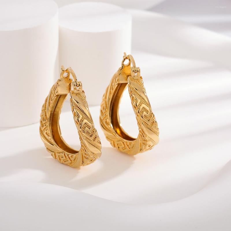 

Hoop Earrings Jewelry For Women African Gold Plated Irregular Big Earring Dubai Weddings Party Daily Wear Jewellery