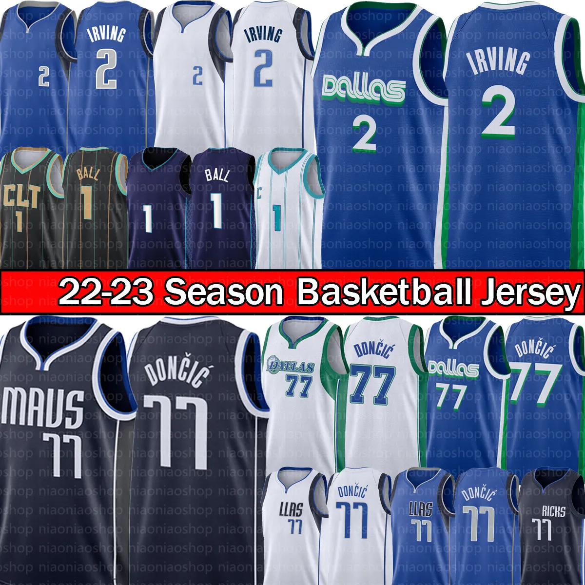 

CUSTOM Luka Doncic Kyrie Irving Basketball Jerseys LaMelo Ball Charlottes Hornetes City 77 11 1 Blue Black Edition Green Mens T-Shirt 2022 2, With logo jersey